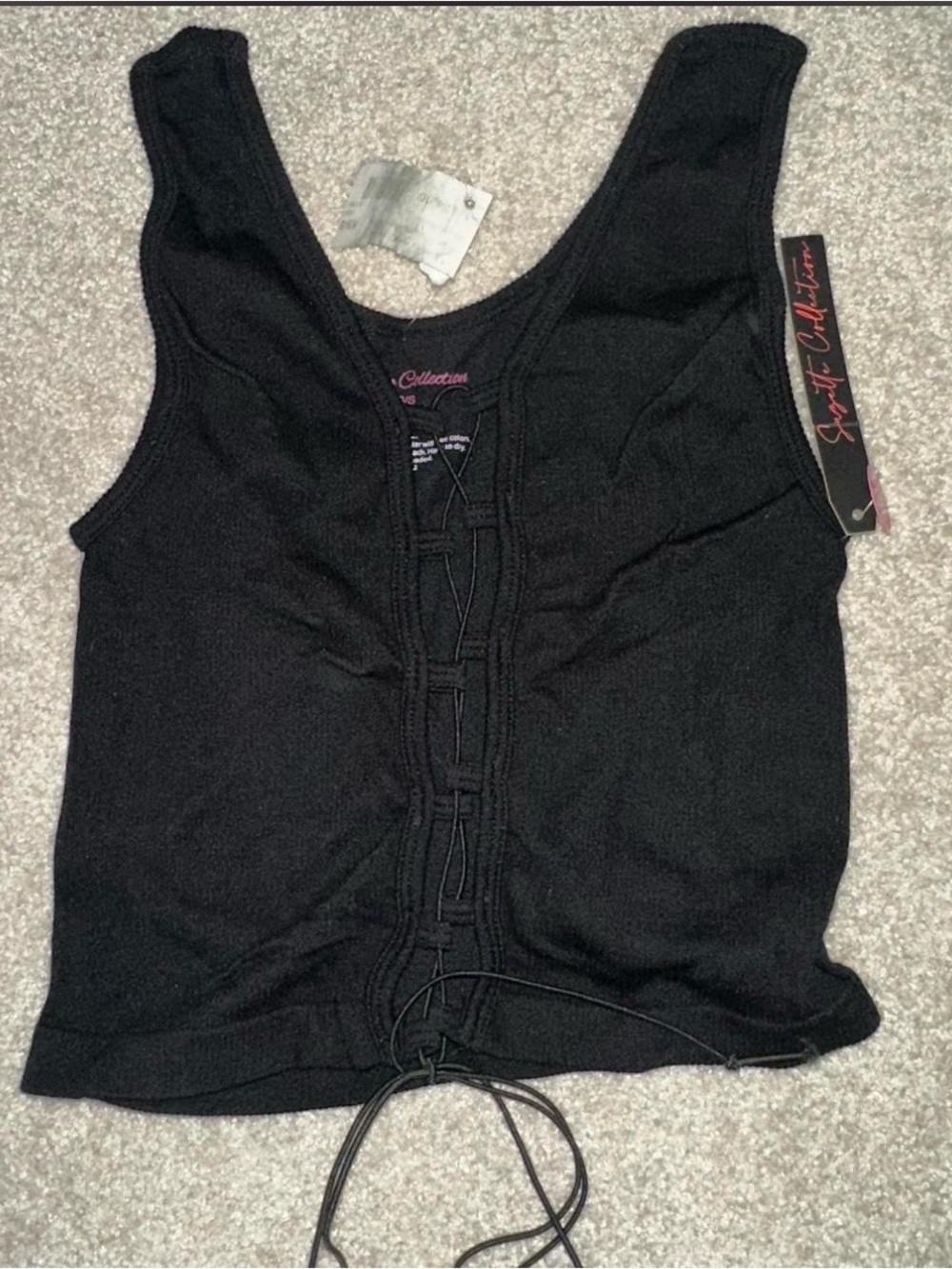 Black Lace-Up Tank Top by